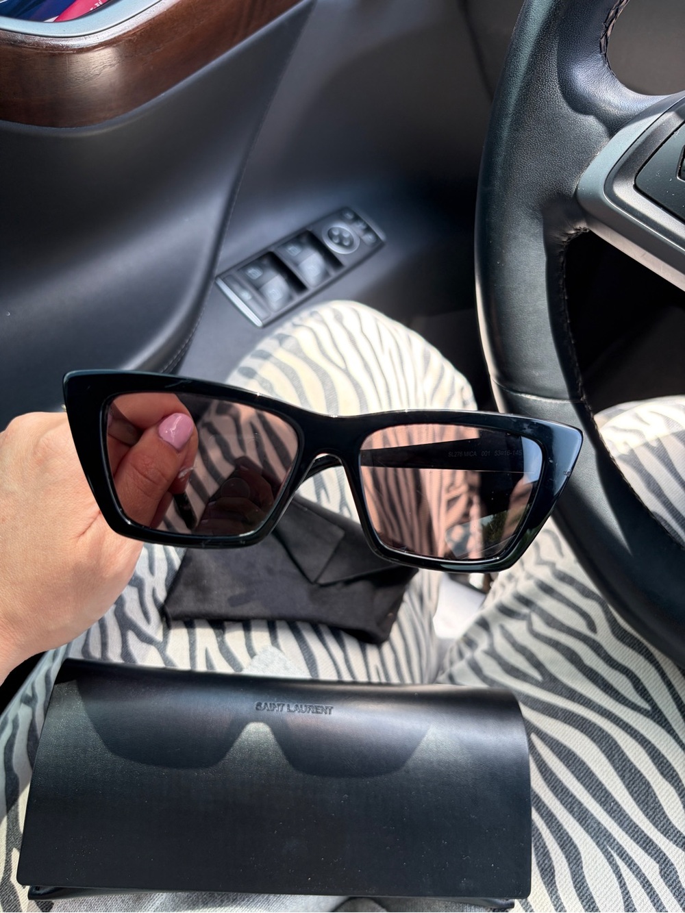 Saint Laurent Women’s Black Glossy Cat-Eye Sunglasses